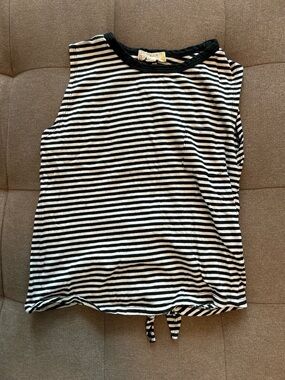 Glitz Black & White Striped Tie-Hem Tank Top